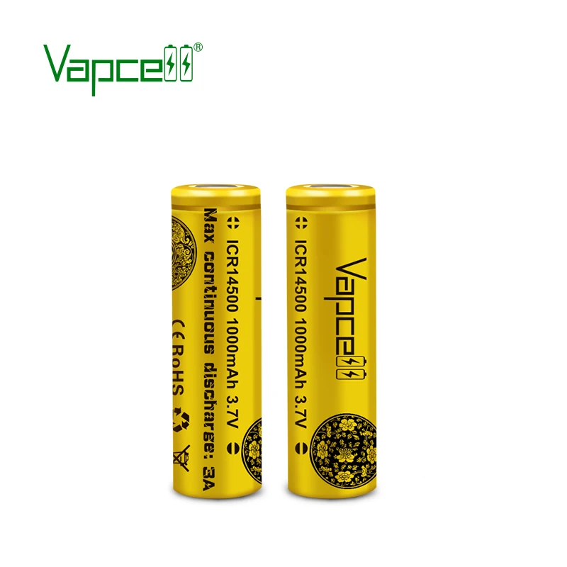 Vapcell 14500 Оригинальная батарея 1000 мАч 3A Мини литиевая батарея 3,7 в PK 14500p для фонарика