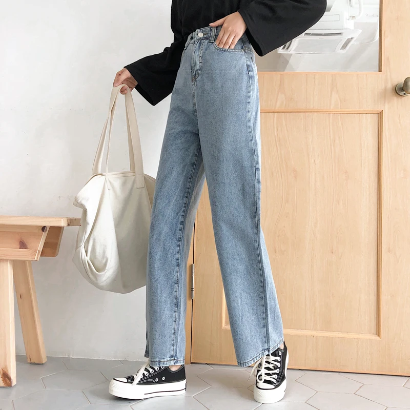 Джинсы женские с завышенной талией Свободные повседневные брюки-султанки джинсы