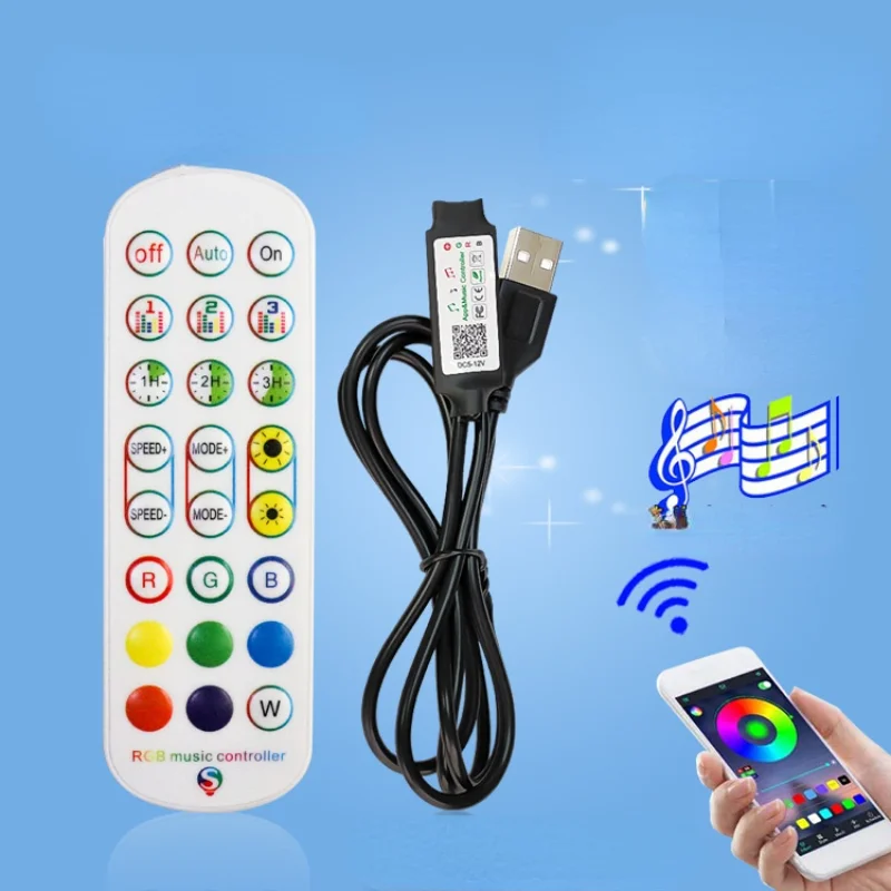 

New Bluetooth Music LED Strip Lights RGB 5050 2835 Flexible Ribbon RGB LED Light Tape Diode + Controller Adapter