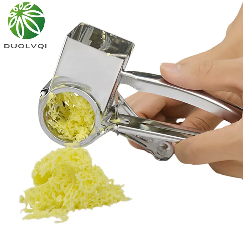 Duolvqi вращающийся сырный Grater 4 барабанных лезвия резак для сыра нержавеющая сталь