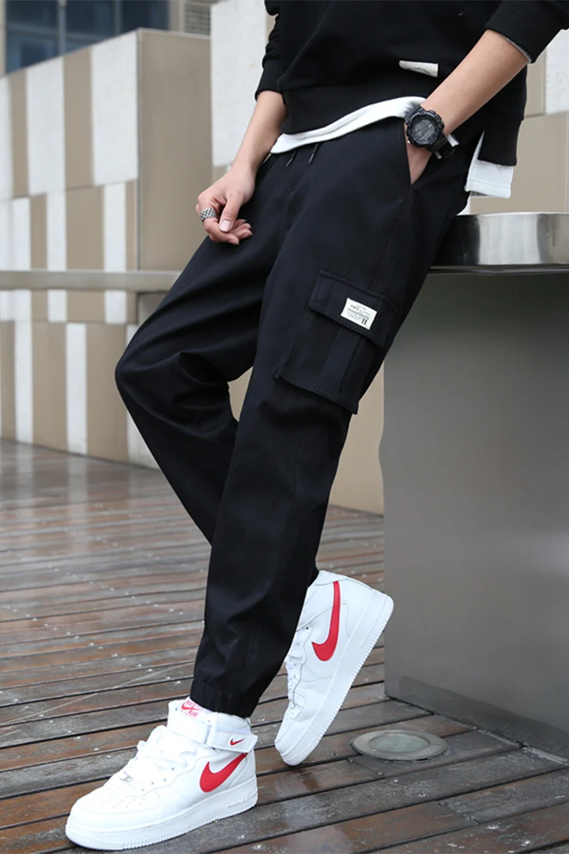 

Men's Side Pocket Overalls 2021 Gray Black Hip-Hop Casual Men's Jogging Pants Fashion Casual Street Pants