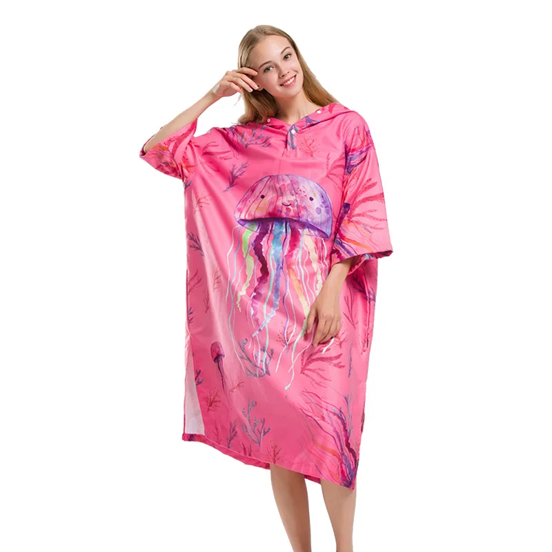 

Microfiber Swimming Towel Hood Changing Robe For Women And Men Quick Dry Towelling Beach Dress Poncho Surf Toalla Grande Playa