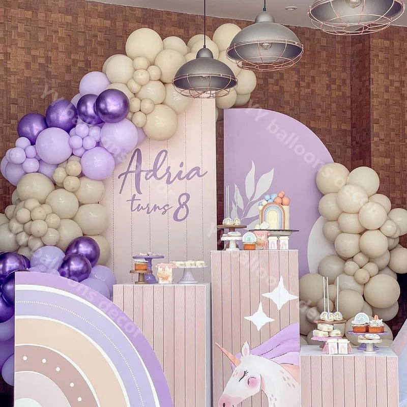 

Baby Shower DIY Decor Cream Peach Global Macaron Purple Wedding Birthday Party Arch Dinner Table Decoration Sign Balloon Garland