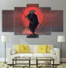 Луна Восточная самурайский воин 5 шт. Печать на холсте настенный плакат домашний Декор 5 панелей HD картины без рамы картины 5 шт.