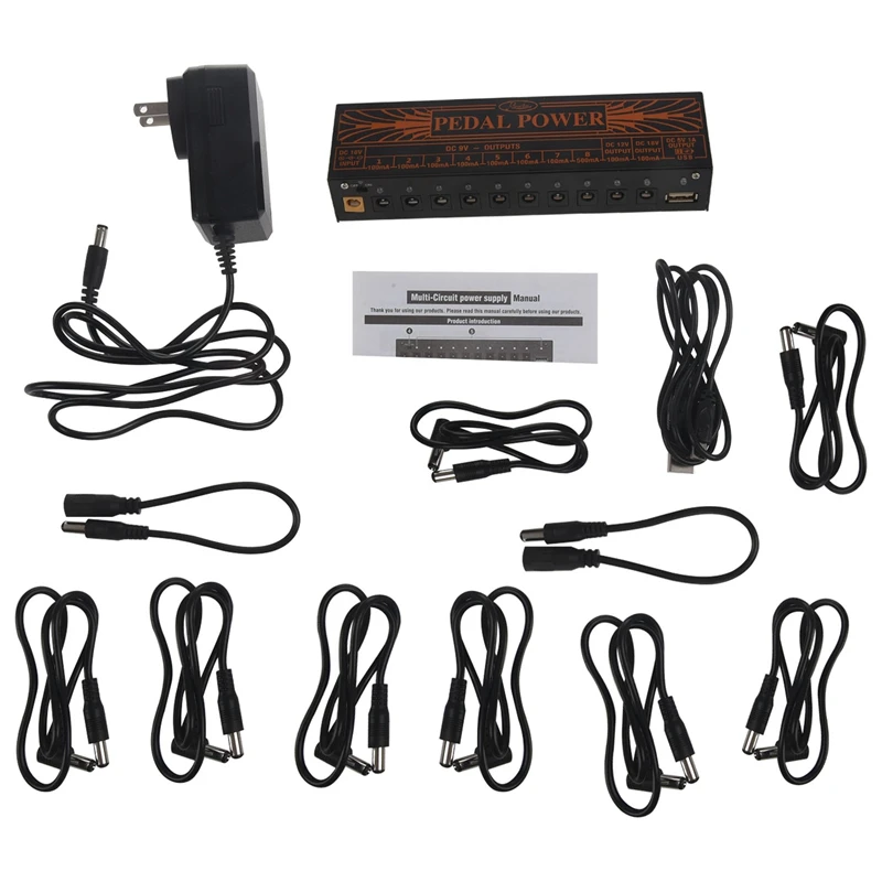 

Multi-Circuit Guitar Pedal Power Supply 10 Isolated Output Power Tuner Short Circuit /Overcurrent Protection Guitar Effect Power
