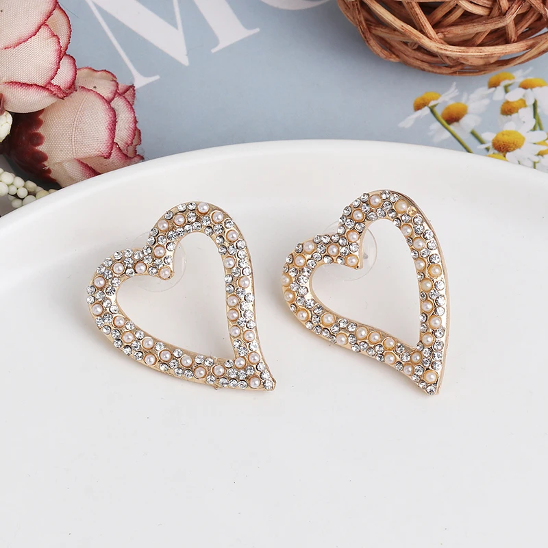 AOTEMAN Ретро мода выдалбливают сердце серьги гвоздики женские кристалл шпильки