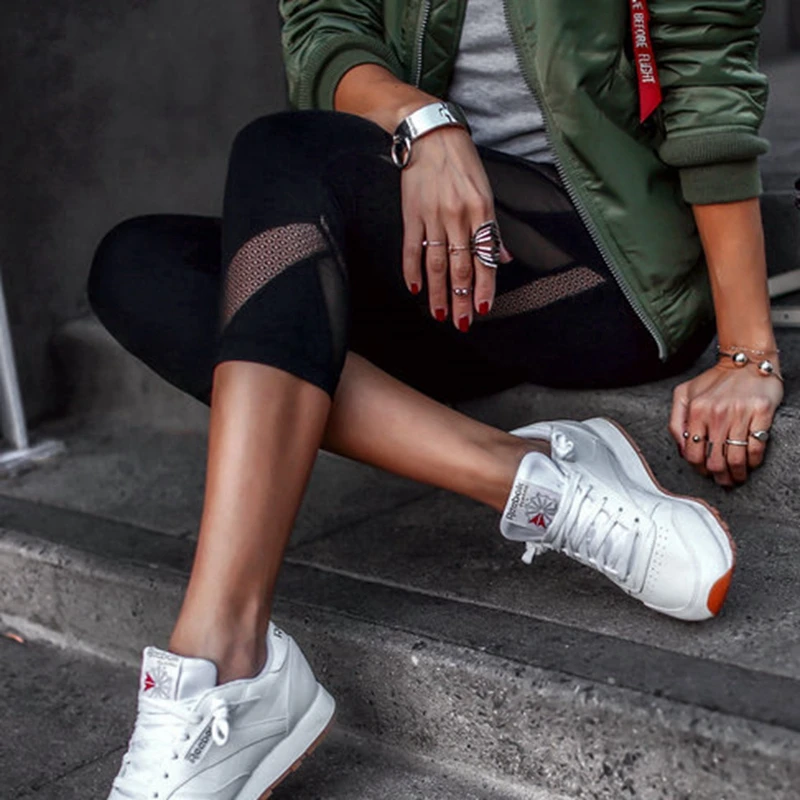 Черные сексуальные прозрачные Лоскутные джоггеры Женская одежда Спортивные