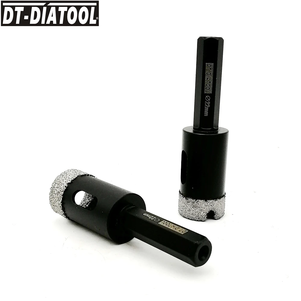 

DT-DIATOOL 2pcs/set Hexagon shank Diamond Coated Hole Saw Drill Core Bits Ceramic Tile Dry Core Drilling Bits Diameter 22mm