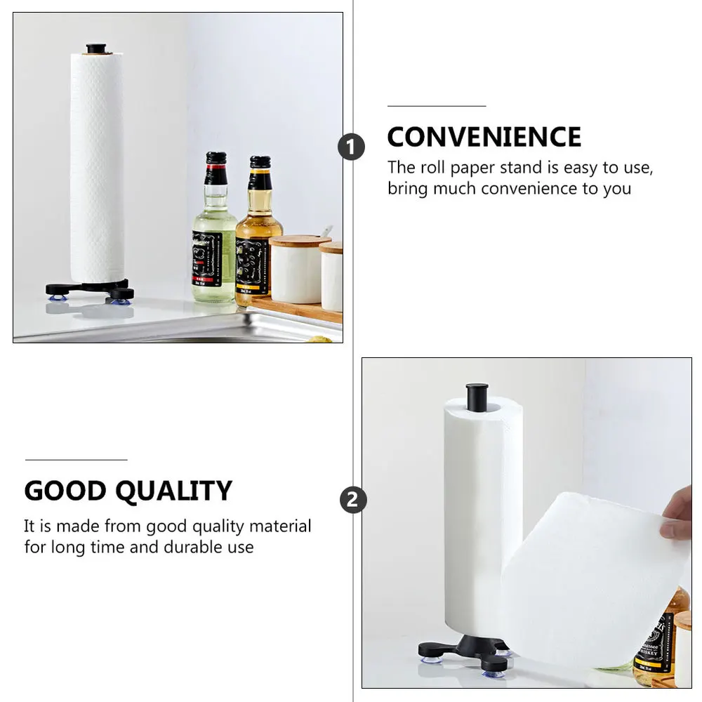 

1Pc Creative Roll Paper Organizer Sucker Napkin Rack Home Paper Towel Rack Black