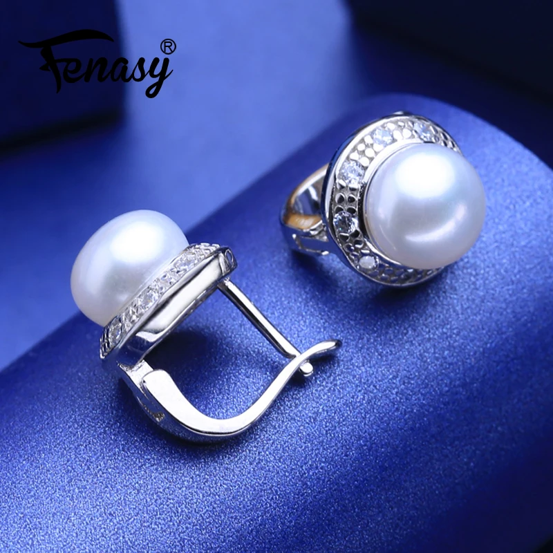 Женские серьги-клипсы FENASY из серебра 925 пробы с кубическим цирконием свадебные