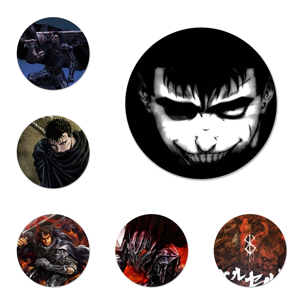 

58mm Berserk Guts Anime Icons Pins Badge Decoration Brooches Metal Badges For Clothes Backpack Decoration