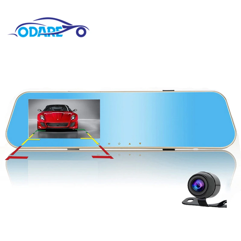 Odare Full HD 1080P Автомобильная Dvr камера Авто 4 3 дюймов зеркало заднего вида цифровой