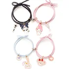 Браслет Sanrioed Cinnamoroll Kuromi Mymelody для пар, милые очаровательные украшения, регулируемые эластичные веревочные браслеты, подарок для любимых женщин и мужчин
