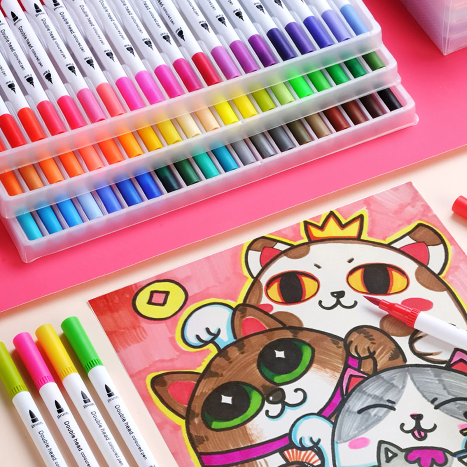 100 цветов Двойные наконечники кисть ручки художественные маркеры и тонкие