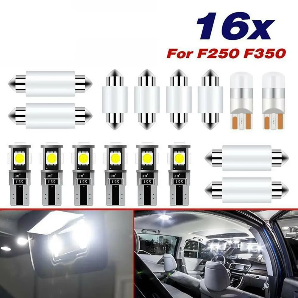 

16PCS Car Interior Kit Bulb White T10 Width Indicator Light for FORD F250 F350 Car Accessories