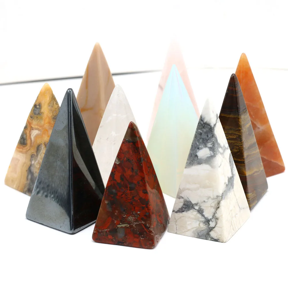 

Natural Semi-precious Stone Furnishing Articles Pyramid Shape Tiger Eye Stone Rose Quartz for DIY Jewelry Making Home Decoration