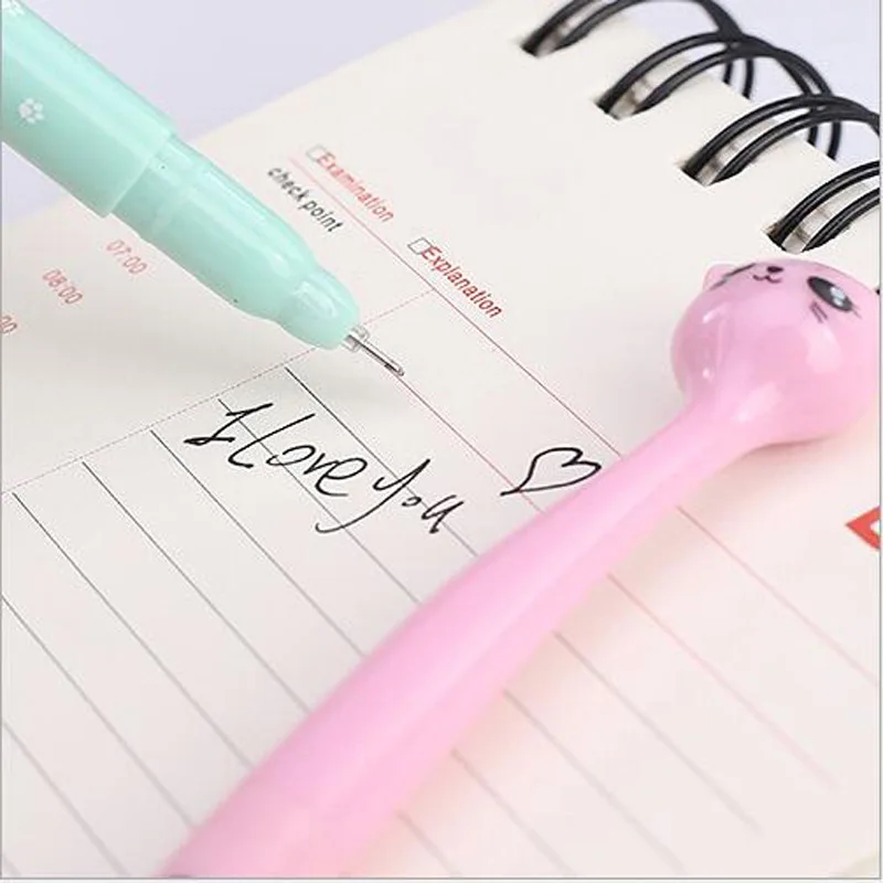 2 шт. гелевые ручки с мультяшным котом черного цвета милый подарок чернила для