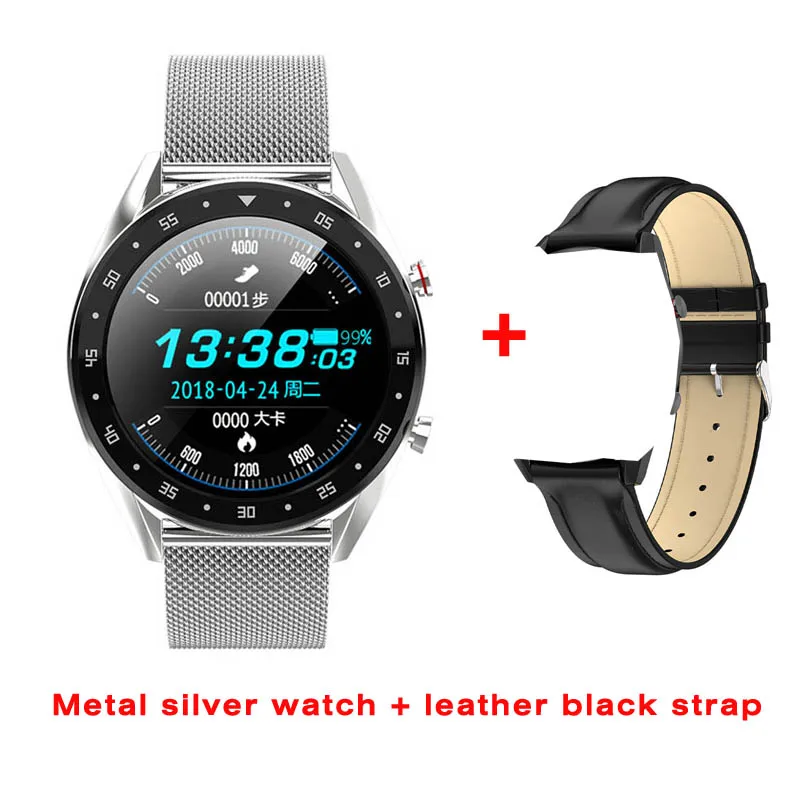 Greentiger L7 Bluetooth Смарт-часы для мужчин ЭКГ+ PPG HRV монитор сердечного ритма артериального давления IP68 Водонепроницаемый умный браслет Android IOS - Цвет: Silver add black