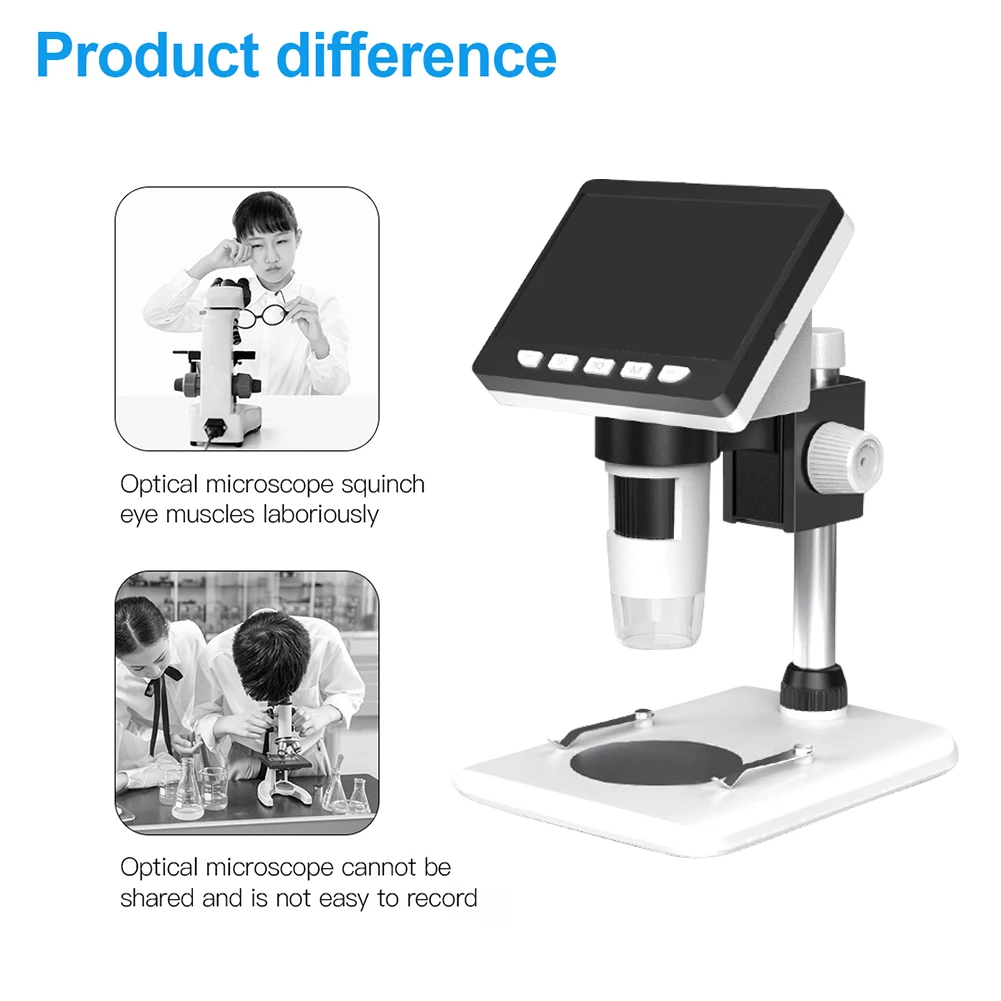 

1080P HD 2MP 8 LED Soldering Magnifier Tools 1000X 4.3 inch Digital Microscope Electronic Microscope Endoscope Zoom Camera