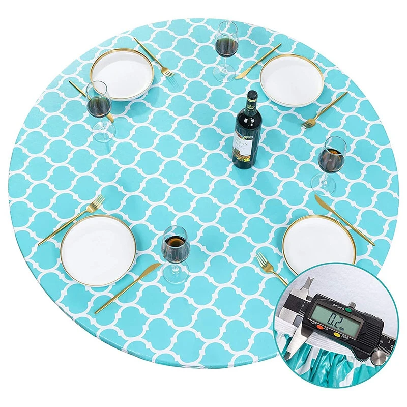 Круглая скатерть с эластичным краем водонепроницаемая и проволочная для террасы