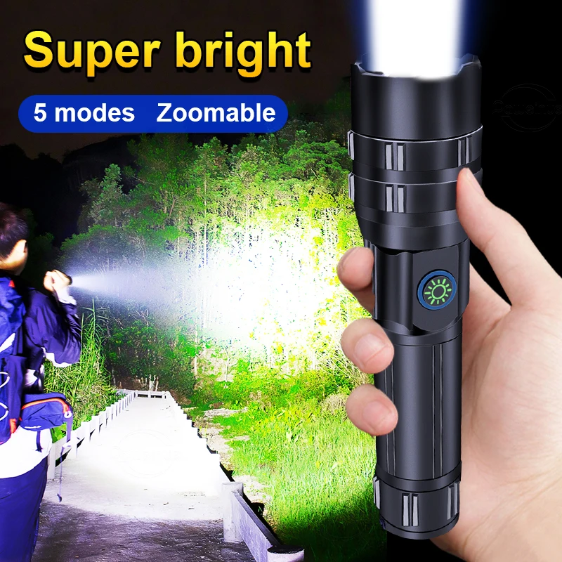 

Super XHP90 Most Powerful LED Flashlight Rechargeable High Power Torch XHP50 Tactical Flash Light 18650 USB Waterproof Hand Lamp