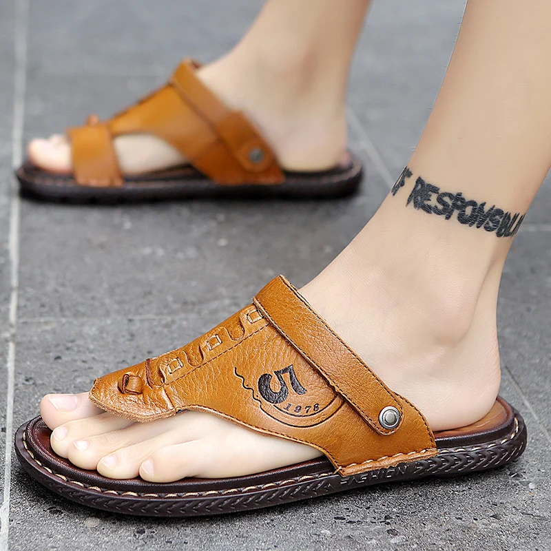 Мужские Пляжные шлепанцы AODLEE натуральная кожа сандалии сланцы летняя обувь 45 |