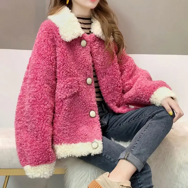 Женские плюшевые пальто из овечьей шерсти Осень зима 2020 Женская Толстая теплая