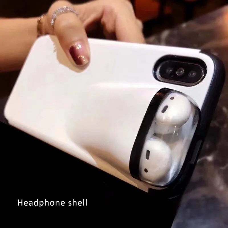 2 в 1: чехол для телефона с Беспроводной наушники IPhone 11 Pro Max Xs XR 8 7 Plus силиконовый