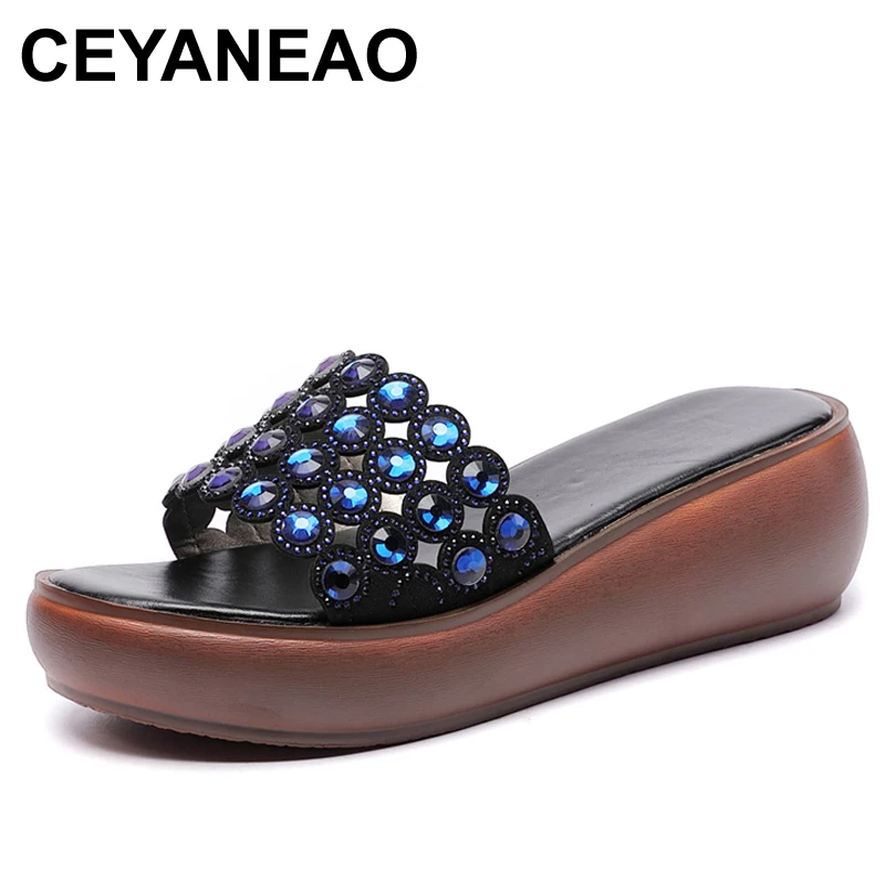 

CEYANEAOSlippers Женские босоножки 2020 Лето 4,5 см обувь на высоком каблуке для женщин; Женские летние тапочки; Повседневная обувь; Сезон лето
