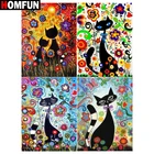 Алмазная 5D Вышивка HOMFUN Кот, цветок из мультфильма, полноразмерная круглаяквадратная алмазная живопись сделай сам, вышивка крестиком, домашний декор