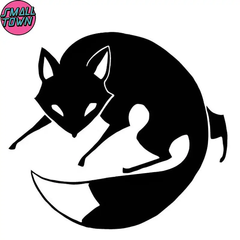 

Small Town 16.9CM*15.2CM Cartoon Fox Creative Decoration Car Sticker Bumper Vinyl Decal Black/Silver C4-1722