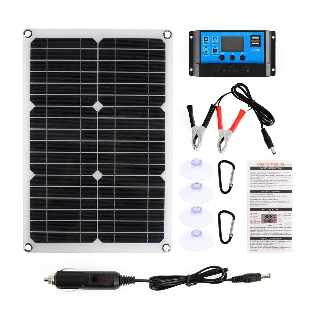 180w solar panel kit 12 usb port with 20a lcd display solar charger controller 12v outdoor protable moblie phone charger free global shipping