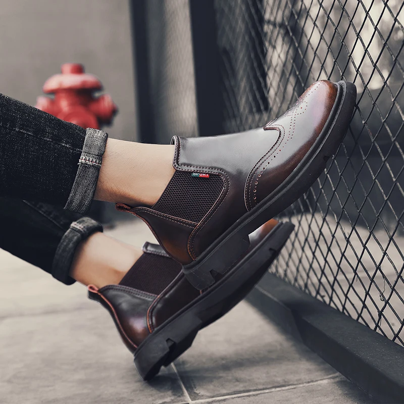 Новинка мужские ботинки из натуральной кожи сезон осень-зима Челси Мужская