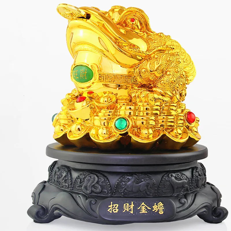 Gold all home deco Feng Shui Three Legged Money Frog Fortune LuckyToad with Chinese Coin Resin Craft Home Decoration accessories
