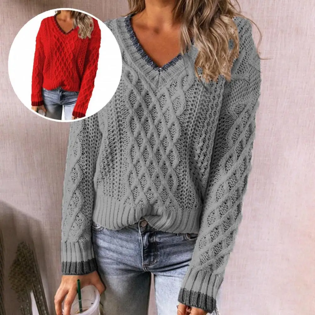 

Удобный Модный пуловер в стиле пэчворк, свитер, пуловер на осень и зиму, свитер с V-образным вырезом, уличная одежда