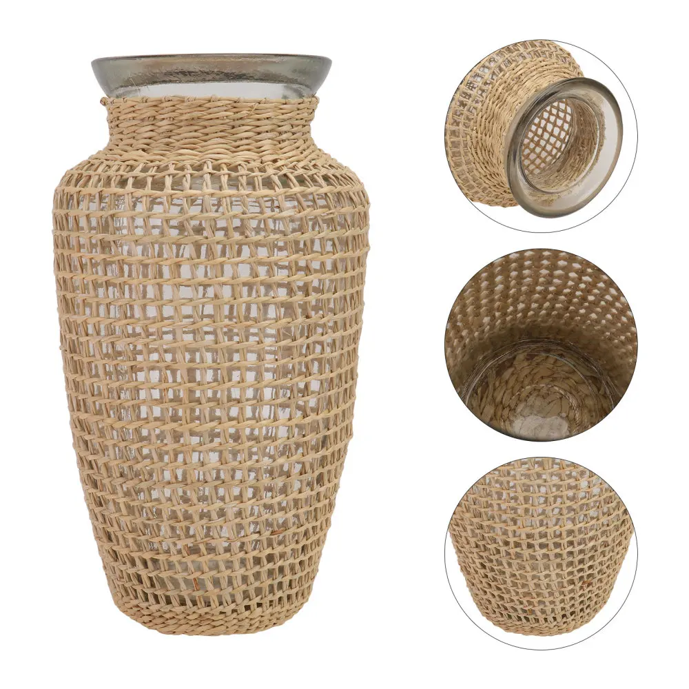 

1Pc Creative Flower Vase Flower Arrangement Holder Woven Flower Planter Khaki