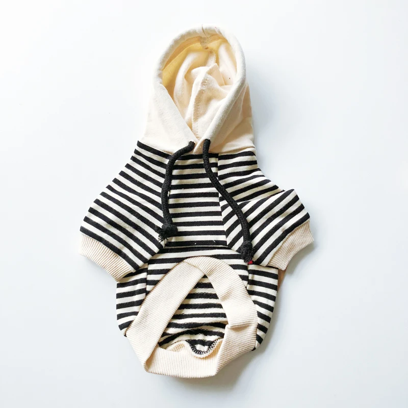 Одежда для собак зимняя теплая полосатая хлопковая толстовка щенков кошек