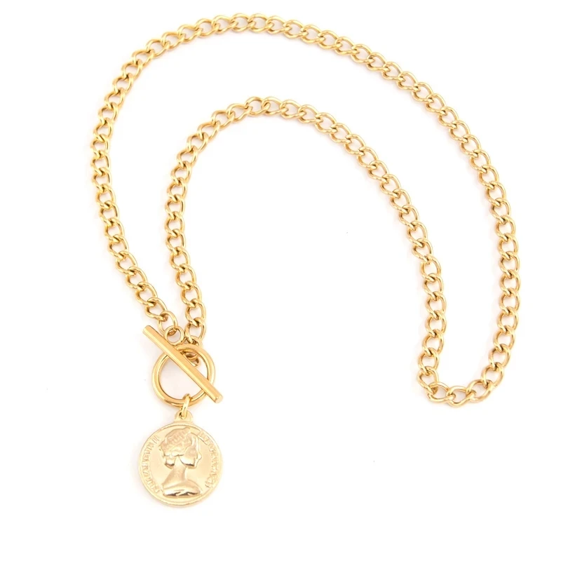 

Women's Stainless Steel Toggle Necklace Gold/Silver Color Metal Link Chain Toggle Choker Collier