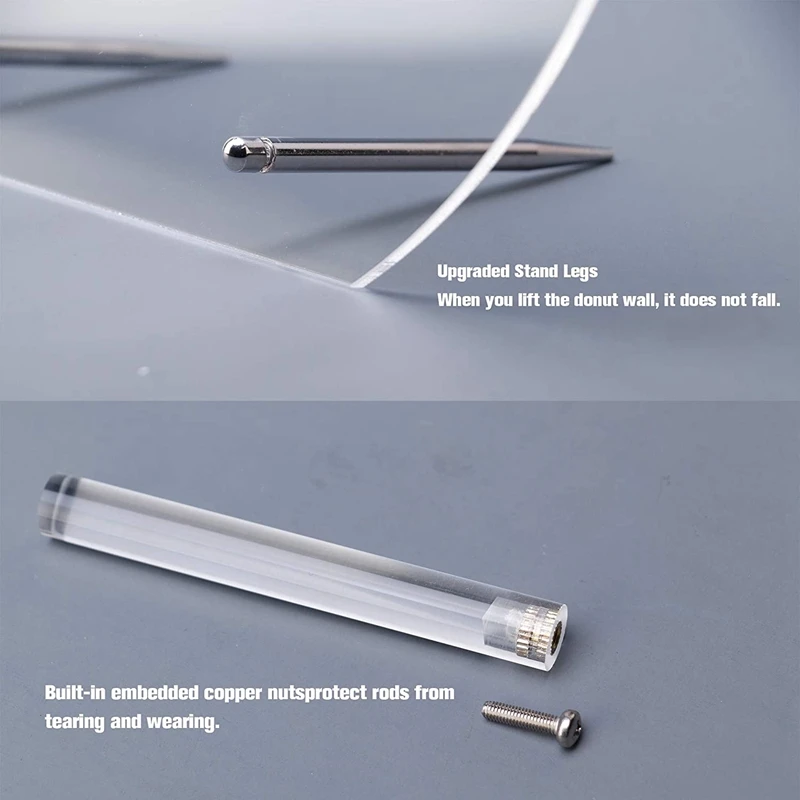 

2 Pack Acrylic Donut Display Stand Donut Wall on Table Donuts Rack Display with 8 Pillars for Donut Party Decorations