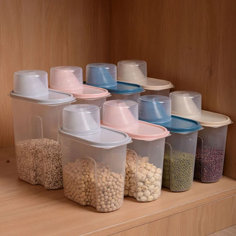 

Transparent Food Storage Box Beans Grain Storage Organizer Cereal Dispenser Bottles With Lid Food Sealed Cans Kitchen supplies