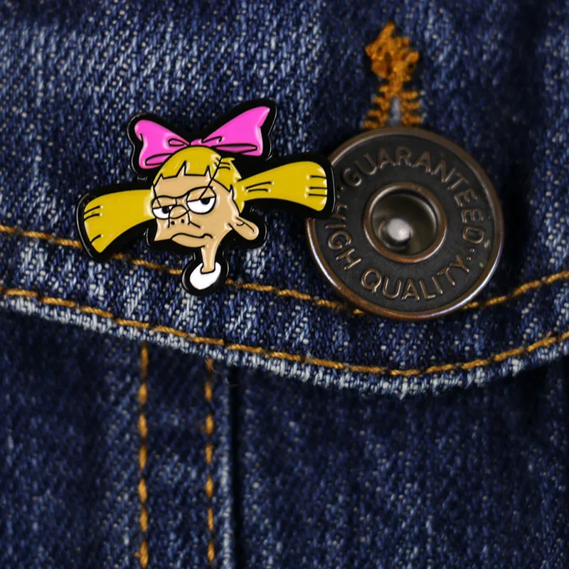 Cartoon Hey Arnold Pin Enamel Brooch Creative Metal Pins and brooches backpack Denim Hat clothes Badge Collar fashion Jewelry | Украшения и
