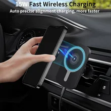 15W Magnetic Wireless Car Charger Mount Stand for iPhone 13 12 Pro Max Automatic Magnet Air Vent Qi Fast Charging Phone Holder