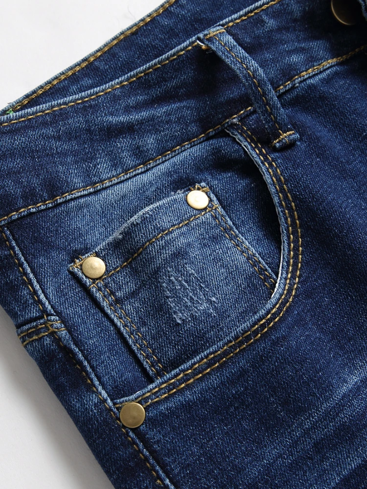 

European and American men's original neutral color three-dimensional cat whisker craft slim stretch small straight jeans