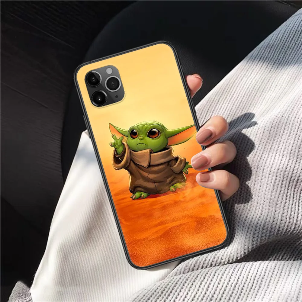 

Baby Cartoon Cute Yoda Phone Case For Iphone 11 12 Mini PRO XR X XS MAX 6 6s 7 8 Plus 5 5s SE 2020 black Cover Trend Back Luxury