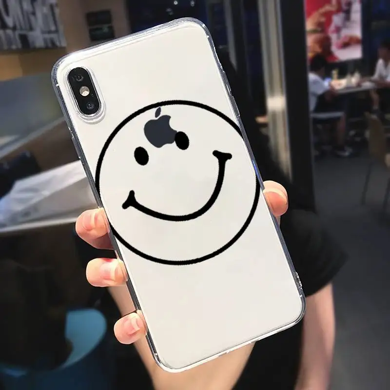 

Cartoon cute funny smiley expression Phone Case Transparent soft For iphone 5 6 7 8 11 12 s c se plus mini x xs xr pro max