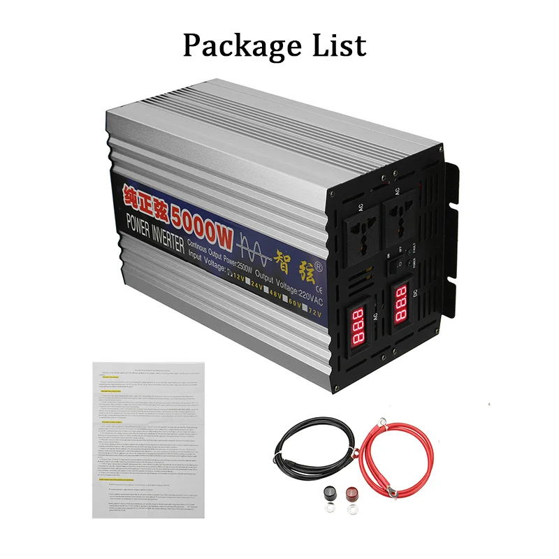 

Pure Sine Wave Inverter DC 12V To AC 220V 2000W 3000W 4000W 5000W Voltage Transformer Power Converter LED Display Car Inverter