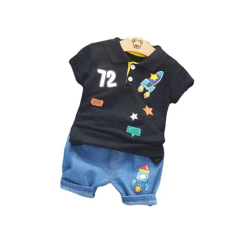 

Летняя одежда для маленьких девочек и мальчиков, детская одежда, милые костюмы, футболка с лацканами и шорты, 2 шт./компл., детский Модный повседневный костюм для младенцев