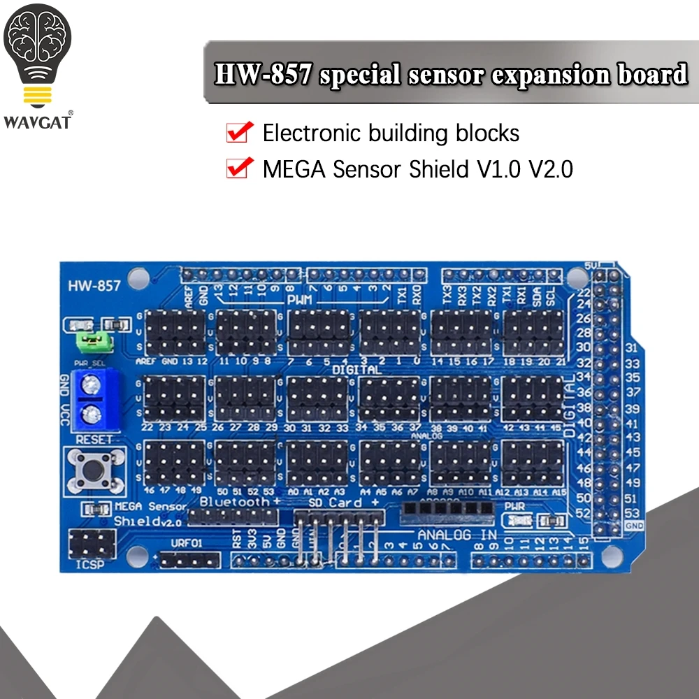 Для Arduino датчик MEGA Shield V1.0 V2.0 специальная Плата расширения 2560 Sup IIC Bluetooth SD Robot Parts