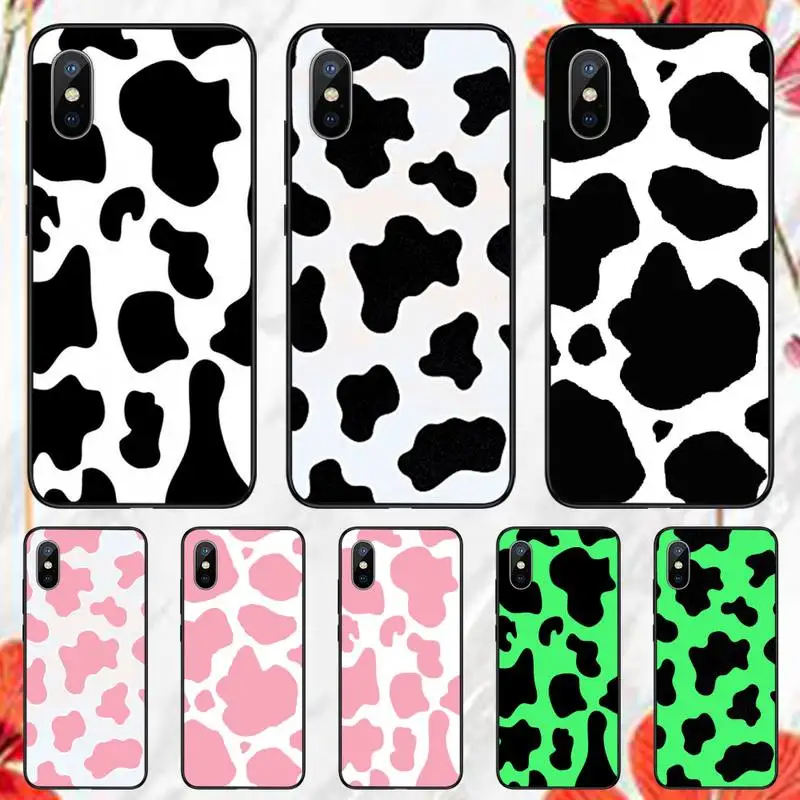 

Cover White Black Cow Symbol Pattern Print Phone Case for iPhone 11 12 pro XS MAX 8 7 6 6S Plus X 5S SE 2020 XR mini Funda