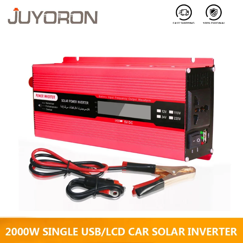 Один USB 2000 Вт DC 12 В к AC 220 автомобильный инвертор солнечной энергии зарядное